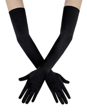 Load image into Gallery viewer, Black 55cm Satin Stretch Gloves

