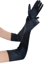 Load image into Gallery viewer, Black 55cm Satin Stretch Gloves
