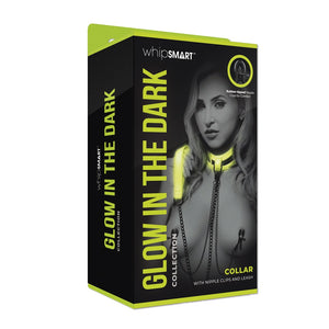 Whipsmart Glow In The Dark Collar With Nipple Clips & Leash