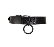 Faux Leather Collar With Ring