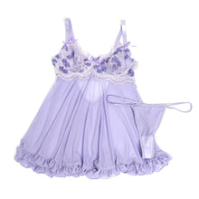 Load image into Gallery viewer, Purple Embroidered Underwire Babydoll (10-12) L
