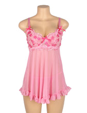 Load image into Gallery viewer, Pink Embroidered Underwire Babydoll (14-16)  2xl
