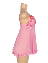 Load image into Gallery viewer, Pink Embroidered Underwire Babydoll (10-12) L
