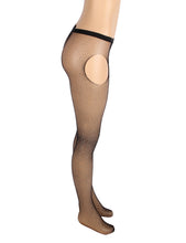 Load image into Gallery viewer, Black Rhinestone Crotchless Fishnet Pantyhose (16-22) 3xl-5xl
