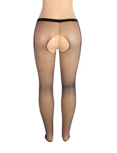Load image into Gallery viewer, Black Rhinestone Crotchless Fishnet Pantyhose (6-10) Xs-m
