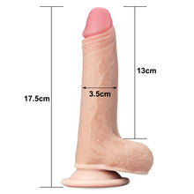 Load image into Gallery viewer, Sliding Skin 7" Dual Layer Dong W/balls Flesh

