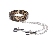 Leopard Frenzy Collar With Nipple Clamps