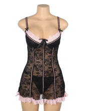 Load image into Gallery viewer, Black W/pink Ruffle Teddy (16-18) 3xl
