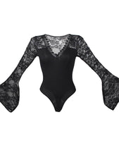 Load image into Gallery viewer, Black Bell Sleeve Teddy (8-10) M
