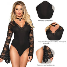 Load image into Gallery viewer, Black Bell Sleeve Teddy (8-10) M
