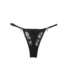Load image into Gallery viewer, Black Lace Thong Bling Bow (10-12) L
