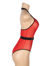 Load image into Gallery viewer, Flocked Halter Bodysuit Red (8-10) M
