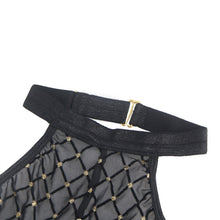 Load image into Gallery viewer, Flocked Halter Bodysuit Black (14-16) 2xl
