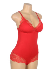 Load image into Gallery viewer, Red  Modal And Lace Bodysuit (10-12) L
