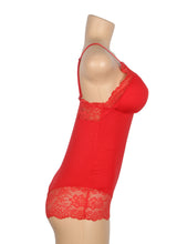 Load image into Gallery viewer, Red Modal And Lace Bodysuit (8-10) M
