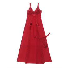 Load image into Gallery viewer, Long Split Nightgown Red Mesh Lace (8-10) M
