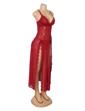 Load image into Gallery viewer, Long Split Nightgown Red Mesh Lace(12-14) Xl
