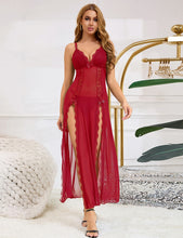 Load image into Gallery viewer, Long Split Nightgown Red Mesh Lace (14-16) 2xl
