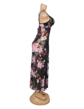 Load image into Gallery viewer, Long Split Nightgown Black Floral (16-18) 3xl
