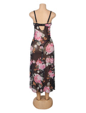 Load image into Gallery viewer, Long Split Nightgown Black Floral (12-14) Xl
