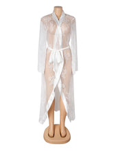 Load image into Gallery viewer, Long Robe Floral Lace Mesh White (12-14) Xl
