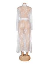 Load image into Gallery viewer, Long Robe Floral Lace Mesh White (12-14) Xl
