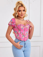Load image into Gallery viewer, Pink Floral Off Shoulder Corset (12) L

