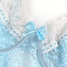 Load image into Gallery viewer, Lace Bodysuit Cyan Suspender Bows (16-18) 3xl
