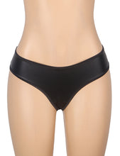 Load image into Gallery viewer, Black Pu Crotchless Panty (10-12) L
