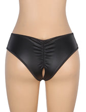 Load image into Gallery viewer, Black Pu Crotchless Panty (12-14) Xl
