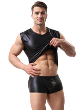 Load image into Gallery viewer, Men Black Wetlook Sleeveless Top L
