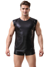Load image into Gallery viewer, Men Black Wetlook Sleeveless Top L
