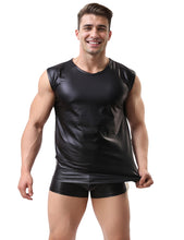Load image into Gallery viewer, Men Black Wetlook Sleeveless Top L
