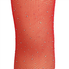 Load image into Gallery viewer, Red Rhinestone Crotchless Fishnet Pantyhose (6-10) Xs-m
