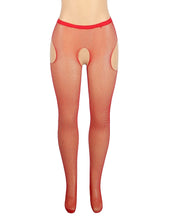 Load image into Gallery viewer, Red Rhinestone Crotchless Fishnet Pantyhose (6-10) Xs-m
