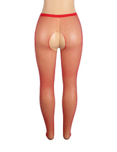 Load image into Gallery viewer, Red Rhinestone Crotchless Fishnet Pantyhose (6-10) Xs-m
