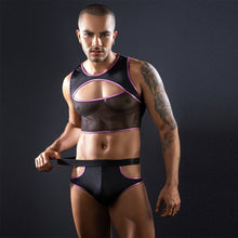 Load image into Gallery viewer, Mens Top &amp; Brief Set Black/ Pink
