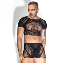Load image into Gallery viewer, Mens Eye Top &amp; Short Set Black
