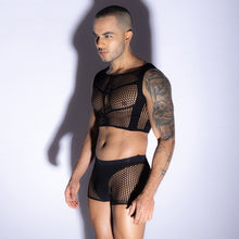 Load image into Gallery viewer, Mens Rib Singlet &amp; Brief Set Black

