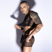 Load image into Gallery viewer, Mens Rib Singlet &amp; Brief Set Black
