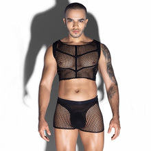 Load image into Gallery viewer, Mens Rib Singlet &amp; Brief Set Black
