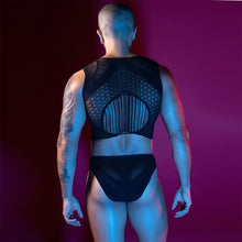Load image into Gallery viewer, Mens Stripe Singlet &amp; Brief Set Black
