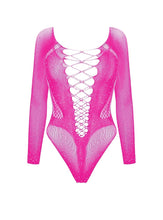 Load image into Gallery viewer, Rhinestone Bodysuit Hot Pink
