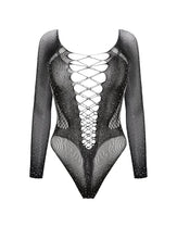 Load image into Gallery viewer, Rhinestone Bodysuit Black
