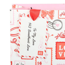 Load image into Gallery viewer, Valentine Postage Stamp Print Gift Bag
