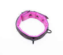 Load image into Gallery viewer, Black W/hot Pink Lining Faux Leather Collar
