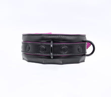 Load image into Gallery viewer, Black W/hot Pink Lining Faux Leather Collar
