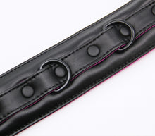 Load image into Gallery viewer, Black W/hot Pink Lining Faux Leather Collar
