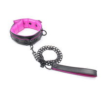 Load image into Gallery viewer, Black W/hot Pink Lining Faux Leather Collar
