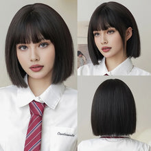 Load image into Gallery viewer, Black Bob W/ Fringe 12" Straight
